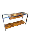 Mid Cantury Lane Chrome and Burl Console Table