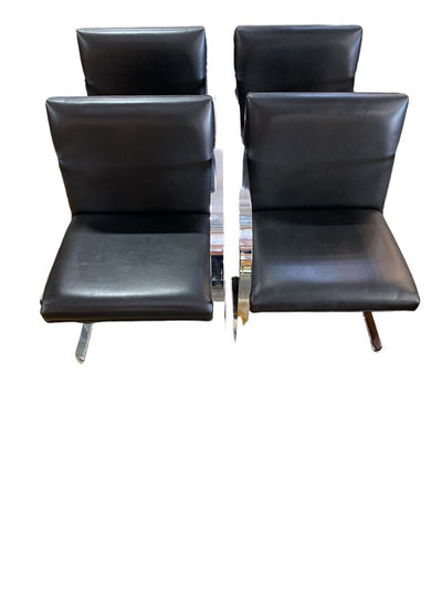 Knoll Brnu Chairs in Chrome and Black Leather (set of 6)