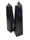 Polished Granite Veined Black Obelisks (the pair)