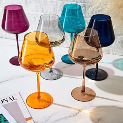 Jewel Colored Crystal Wine Glass Set of 6