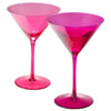 Khen Hot Pink Martini Glasses Set of 2 Crystal Glassware 8oz