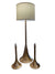 3pc Hammered Metal Gilt Finish Lamps
