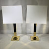 Pair - Mid Century Modern Monumental Nessen Brass Lamps, Custom Shades