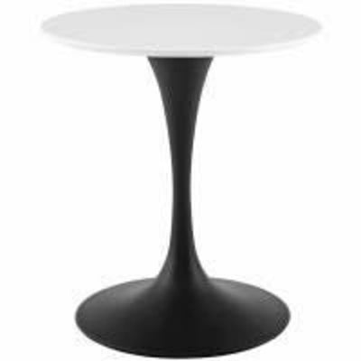 Tulip Dinng Table Round White with Black Base - 28" x 28.5"